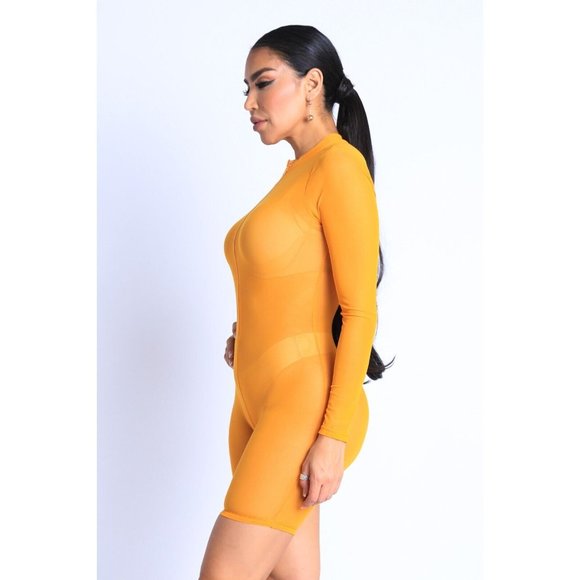 Women Sexy See Through Sheer Mesh Zip Up Bodysuit Jumpsuit Club Party Romper - Picture 9 of 10